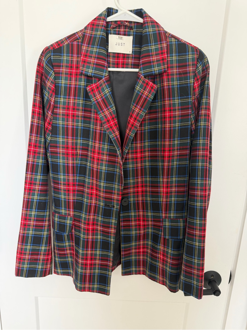 Red Tartan Plaid Blazer Jacket
